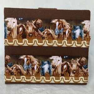 Bingo pull tab tip jar, ticket holder, playing card caddy holder, western horses